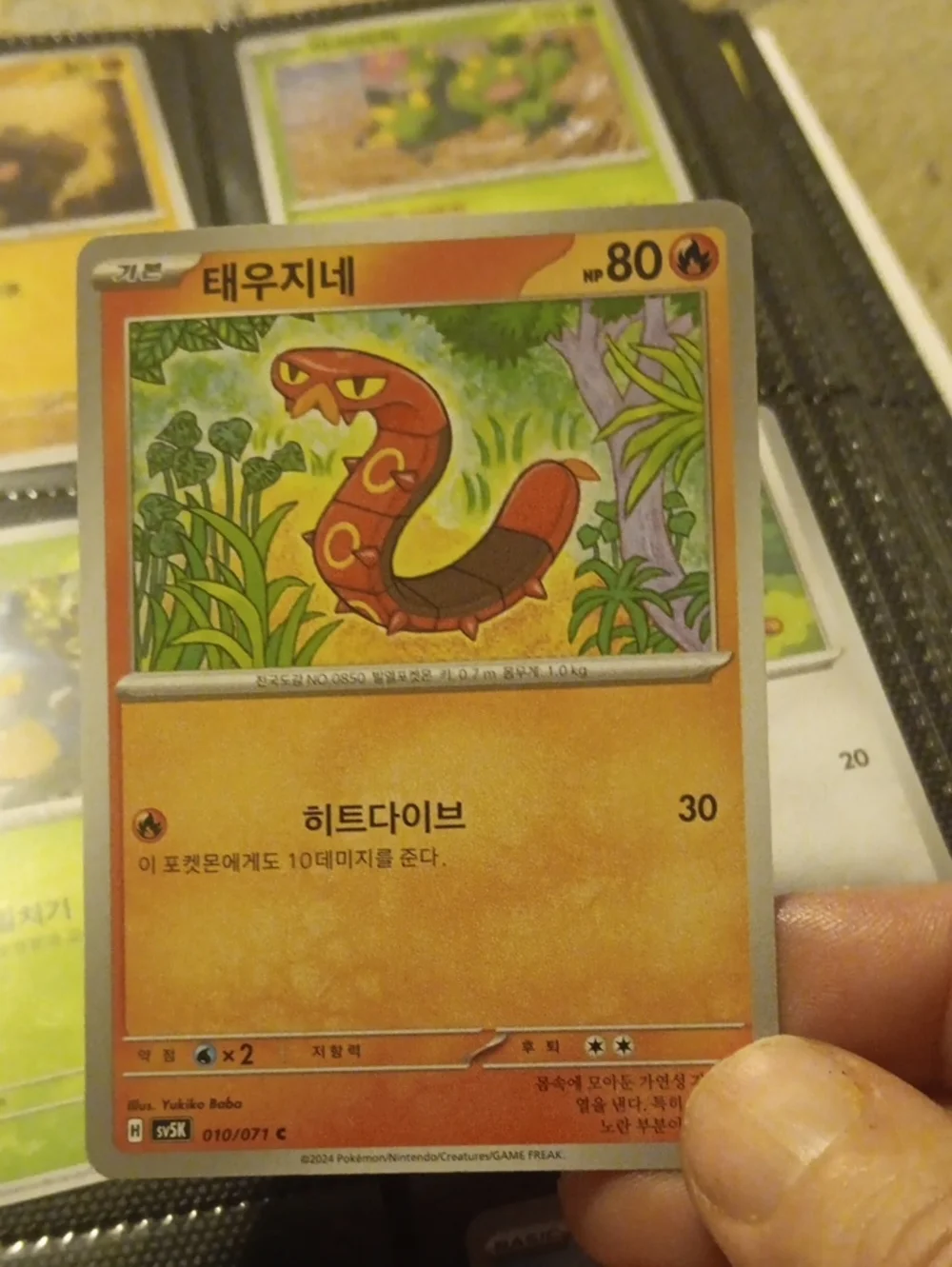 Pokemon Orange and Red Snake Illustration Trading Card